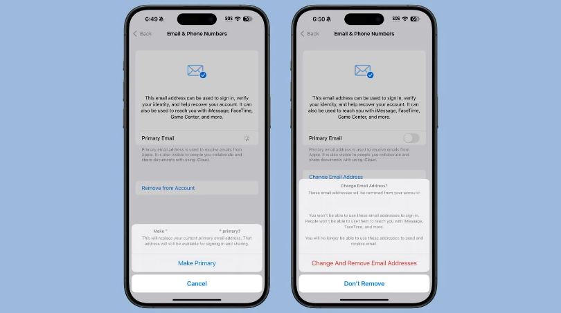 新城街道苹果手机维修分享苹果 iOS 18.1 支持设置“主要”邮箱地址并更改 iCloud 邮箱 